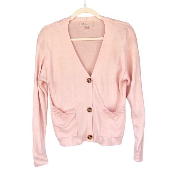 S4‎ VTG Philosophy Soft Baby Pink Cardigan Sweater - Picture 1 of 6